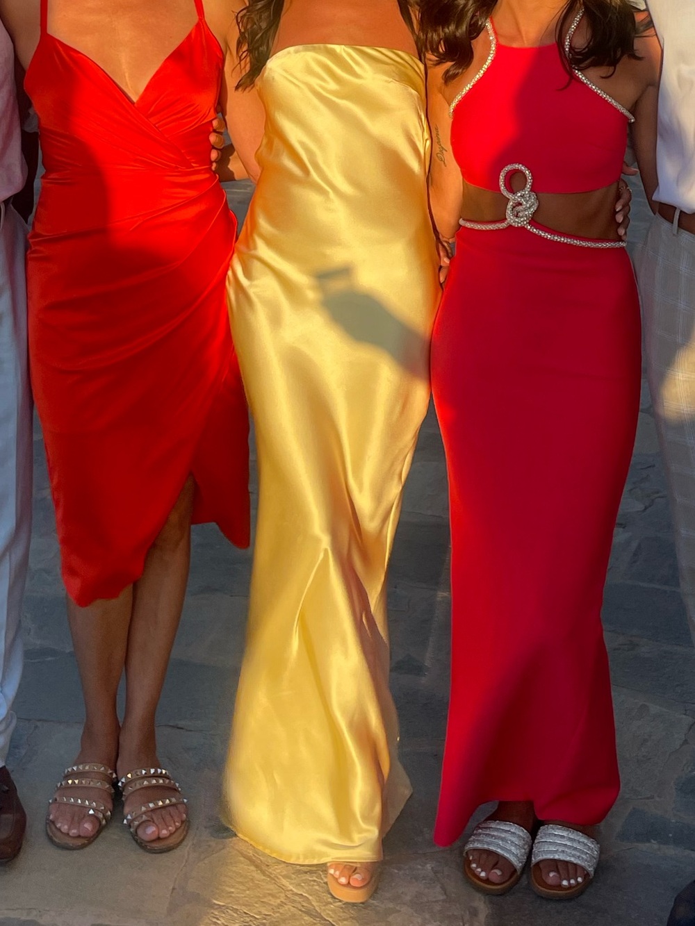 Strapless Satin Slip Dress in Yellow